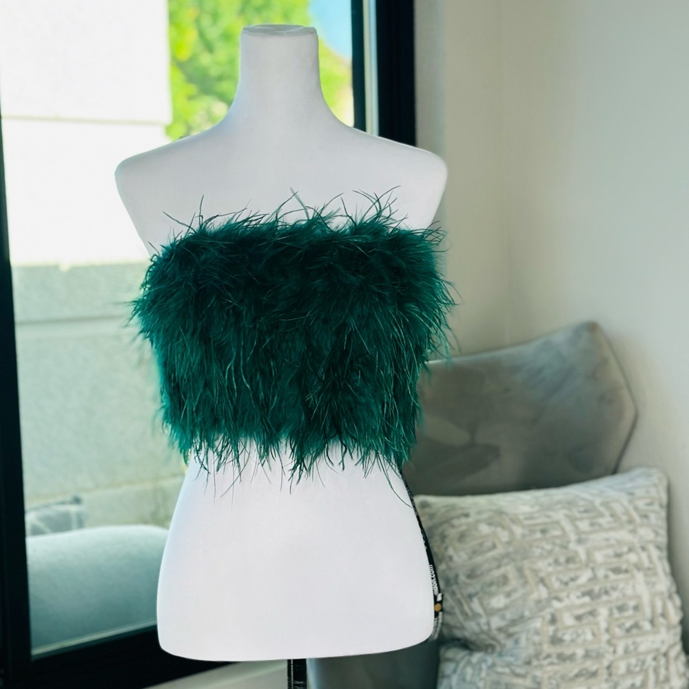 [Club L London] Dream Daze Green Feather Bandeau Top - Size 4